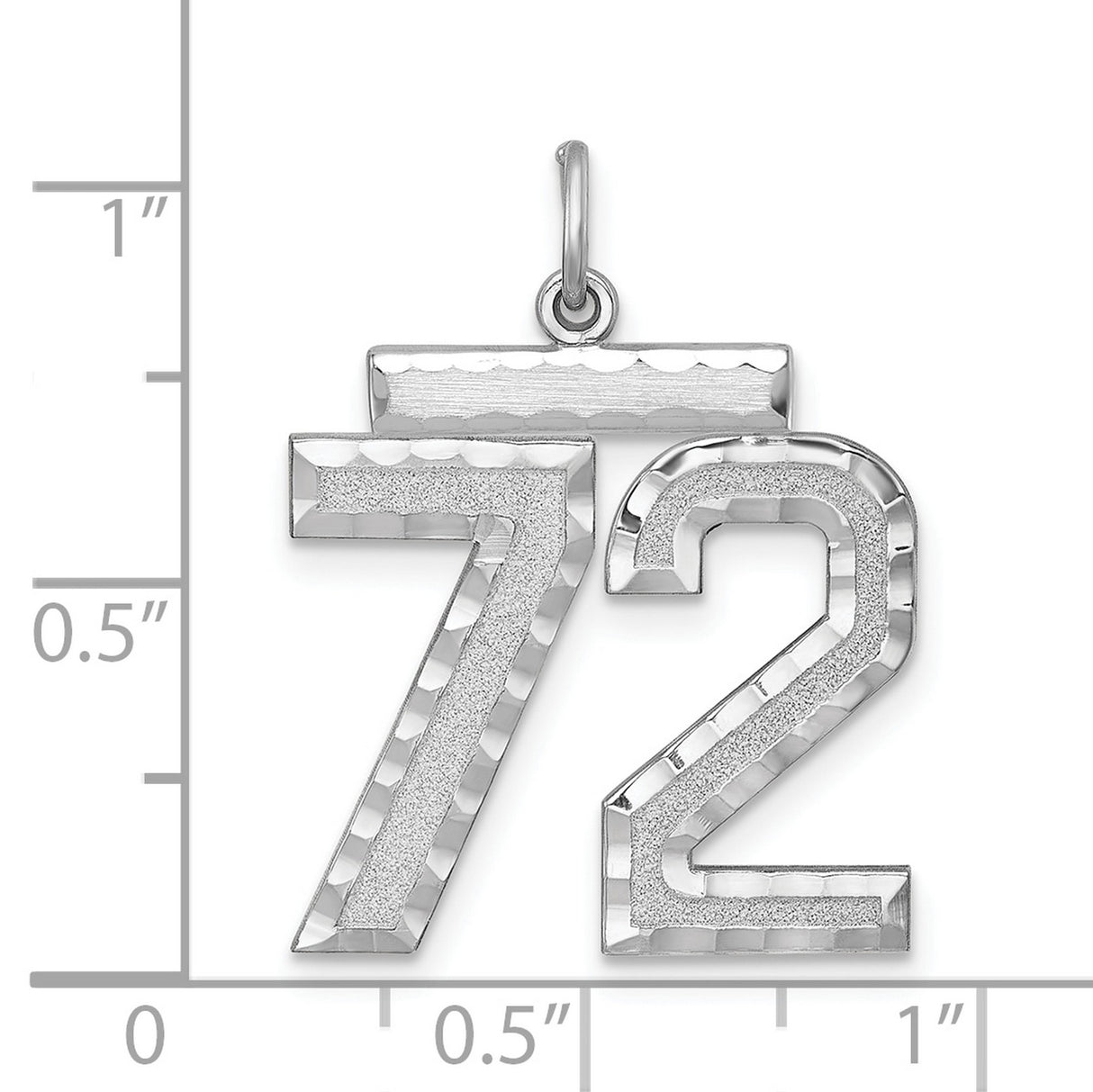 Large #72 Charm Pendant in Real 925 Sterling Silver