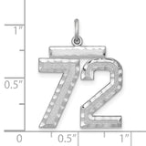 Large #72 Charm Pendant in Real 925 Sterling Silver