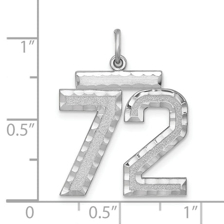 Large #72 Charm Pendant in Real 925 Sterling Silver