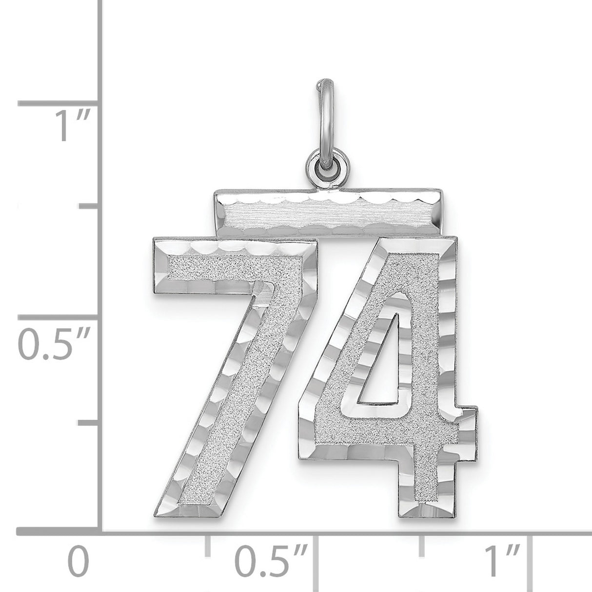 Large #74 Charm Pendant in Real 925 Sterling Silver