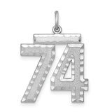 Large #74 Charm Pendant in Real 925 Sterling Silver