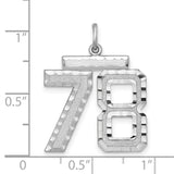 Large #78 Charm Pendant in Real 925 Sterling Silver