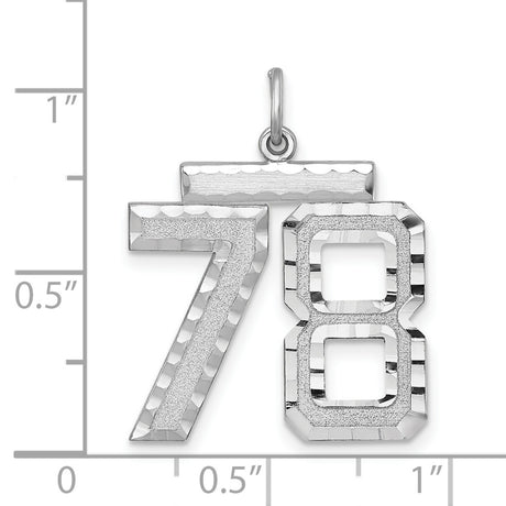 Large #78 Charm Pendant in Real 925 Sterling Silver