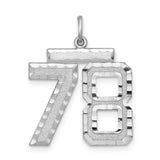 Large #78 Charm Pendant in Real 925 Sterling Silver