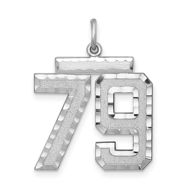 Large #79 Charm Pendant in Real 925 Sterling Silver