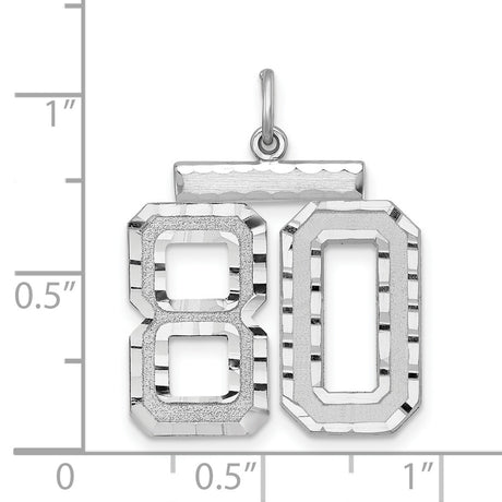 Large #80 Charm Pendant in Real 925 Sterling Silver