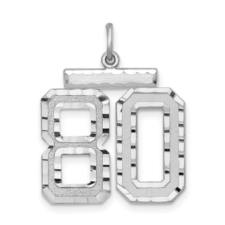 Large #80 Charm Pendant in Real 925 Sterling Silver
