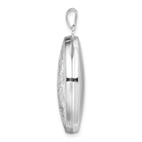 Sterling Silver Oval Locket Pendant with Floral Engraving, Vintage Style Keepsake Jewelry for Women