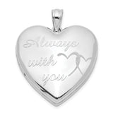 Sterling Silver Heart Locket Pendant with Intertwined Hearts and Always with You Design