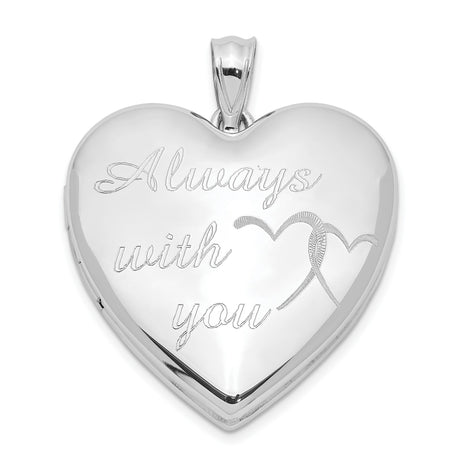 Sterling Silver Heart Locket Pendant with Intertwined Hearts and Always with You Design