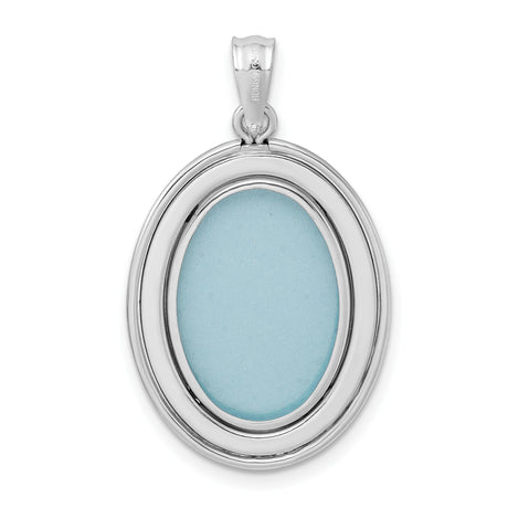 Sterling Silver Oval Locket Pendant with Diamond, Forever In My Heart Engraving, Memorial Jewelry