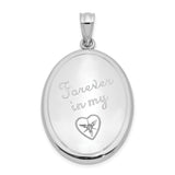 Sterling Silver Oval Locket Pendant with Diamond, Forever In My Heart Engraving, Memorial Jewelry