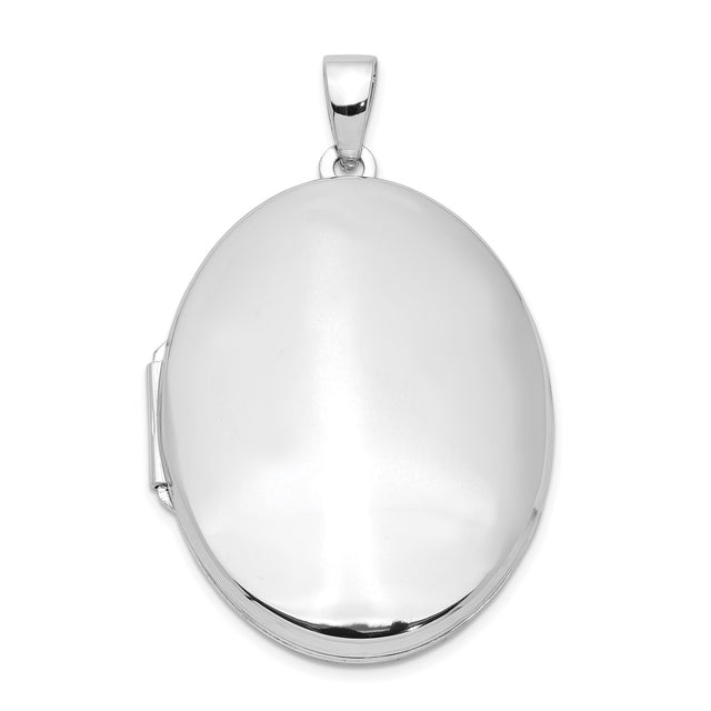 Sterling Silver Oval Locket Pendant with Polished Finish, Classic Keepsake Design for Women