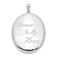 Sterling Silver Oval Locket Pendant, Forever in My Heart Memorial Keepsake for Women
