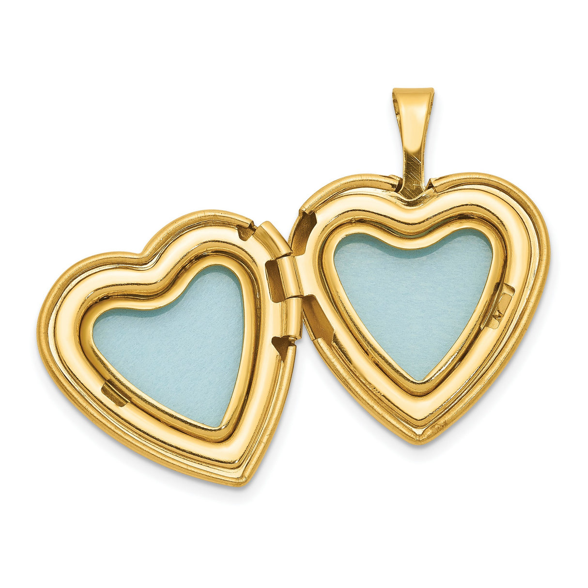 1/20 Gold Filled Satin and Polished 2 Frame 15mm Heart Locket Charm Pendant in Real  Yellow Gold