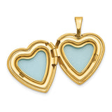 1/20 Gold Filled Satin and Polished 2 Frame 15mm Heart Locket Charm Pendant in Real  Yellow Gold