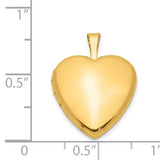 1/20 Gold Filled Satin and Polished 2 Frame 15mm Heart Locket Charm Pendant in Real  Yellow Gold