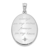 Sterling Silver Memorial Pendant with Diamond Accent, Oval Design with Star, Always on My Mind Theme