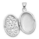 Sterling Silver Oval Locket Pendant with Diamond Accent, Vintage Filigree Photo Keepsake
