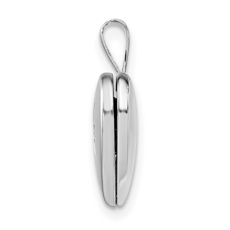 Satin and Diamond-Cut Cross Heart Locket Charm Pendant in Real 925 Sterling Silver