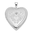 Sterling Silver Heart Locket Pendant with Diamond, Angel Wings and Compass Rose