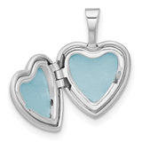 Sterling Silver Cross Pendant with Heart Locket, Floral Accents, Raised Edge Design
