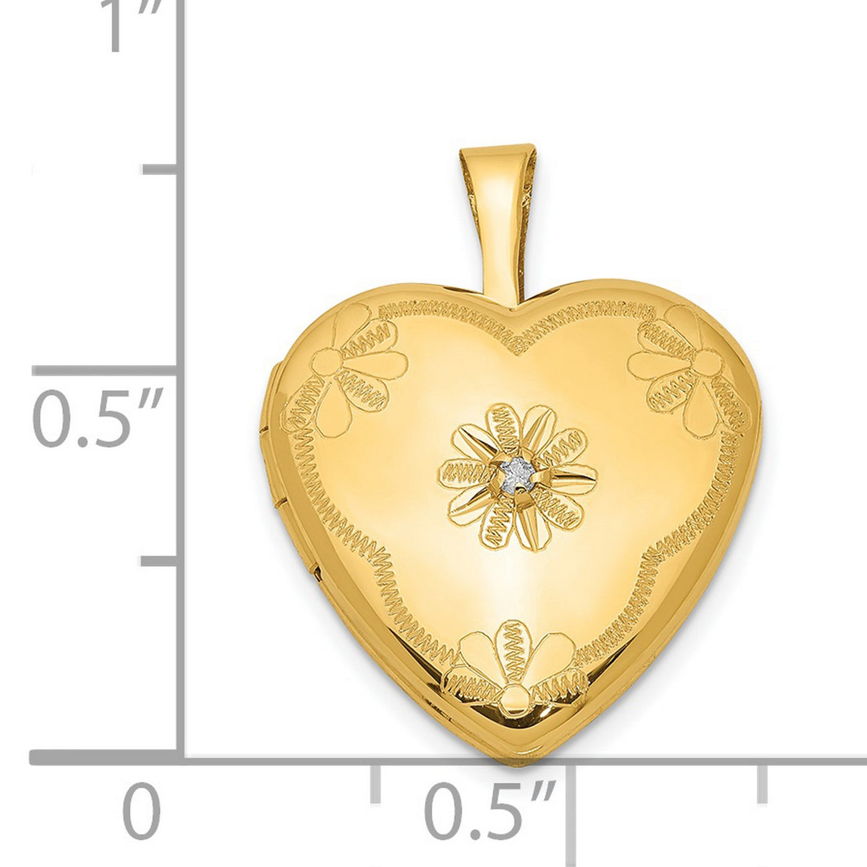 1/20 Gold Filled Diamond 2 Frame 15mm Heart Locket Charm Pendant in Real  Yellow Gold