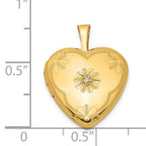 1/20 Gold Filled Diamond 2 Frame 15mm Heart Locket Charm Pendant in Real  Yellow Gold