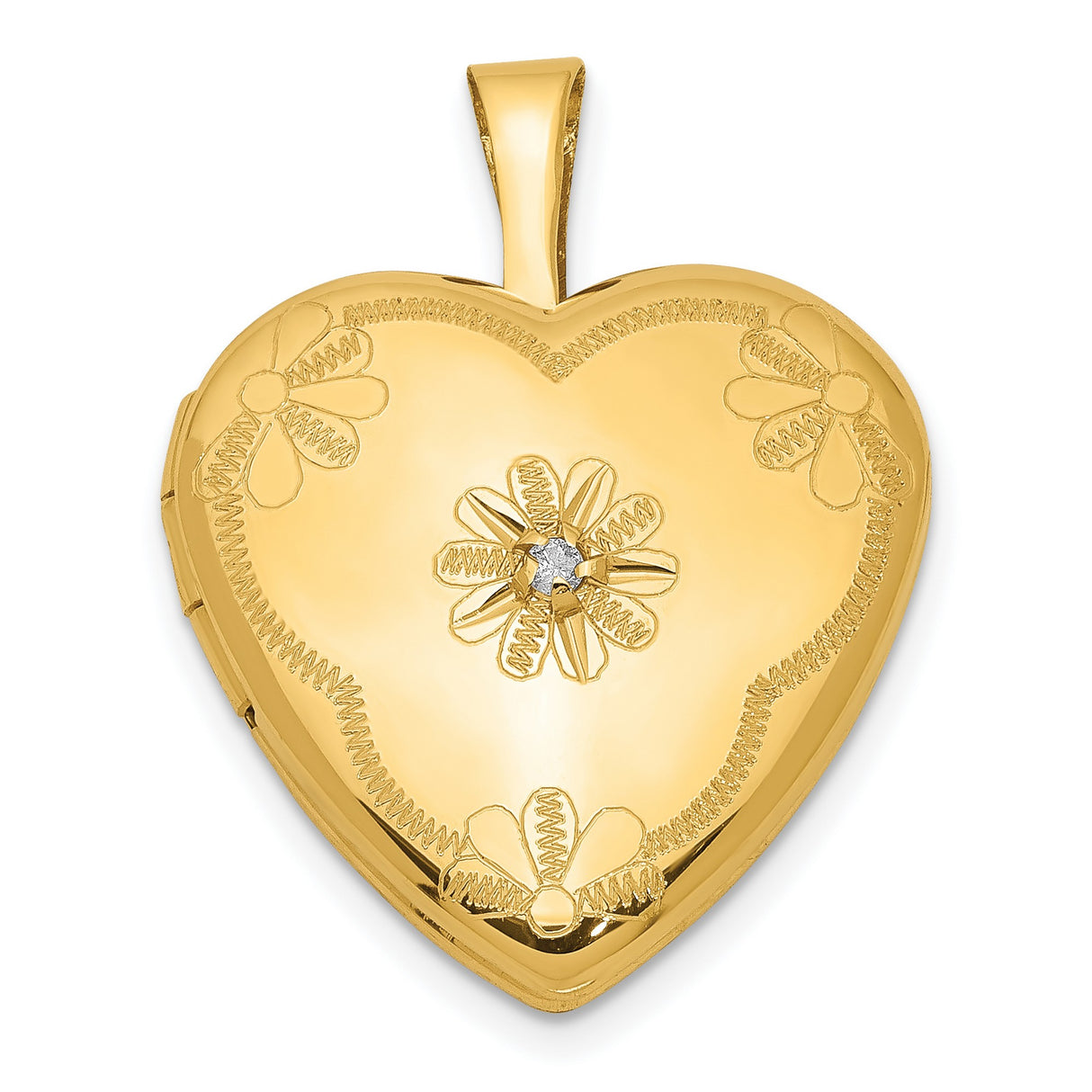 1/20 Gold Filled Diamond 2 Frame 15mm Heart Locket Charm Pendant in Real  Yellow Gold