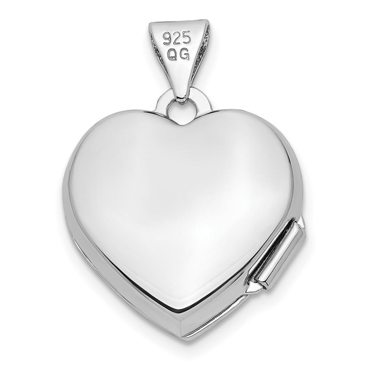 Sterling Silver Heart Shaped Locket Pendant with Embossed Double Hearts and Scroll Detailing