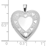 Sterling Silver Heart Locket Pendant with Floral Scrollwork, Romantic Keepsake Jewelry for Women