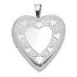 Sterling Silver Heart Locket Pendant with Floral Scrollwork, Romantic Keepsake Jewelry for Women