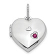 Sterling Silver Heart Locket Pendant with Lab Created Ruby, Romantic Keepsake for Women