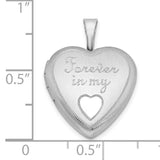 Sterling Silver Heart Locket Pendant with Cutout Heart and Forever in My Engraving