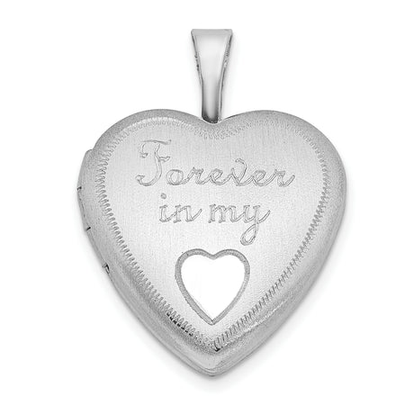 Sterling Silver Heart Locket Pendant with Cutout Heart and Forever in My Engraving