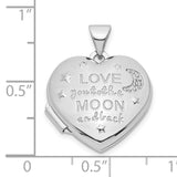 CZ Love Moon and Back 18mm Heart Locket Charm Pendant in Real 925 Sterling Silver