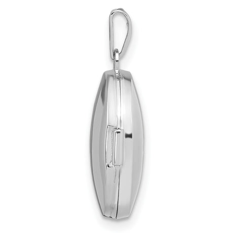 Sterling Silver Oval Locket Pendant with Diamond Starburst Design