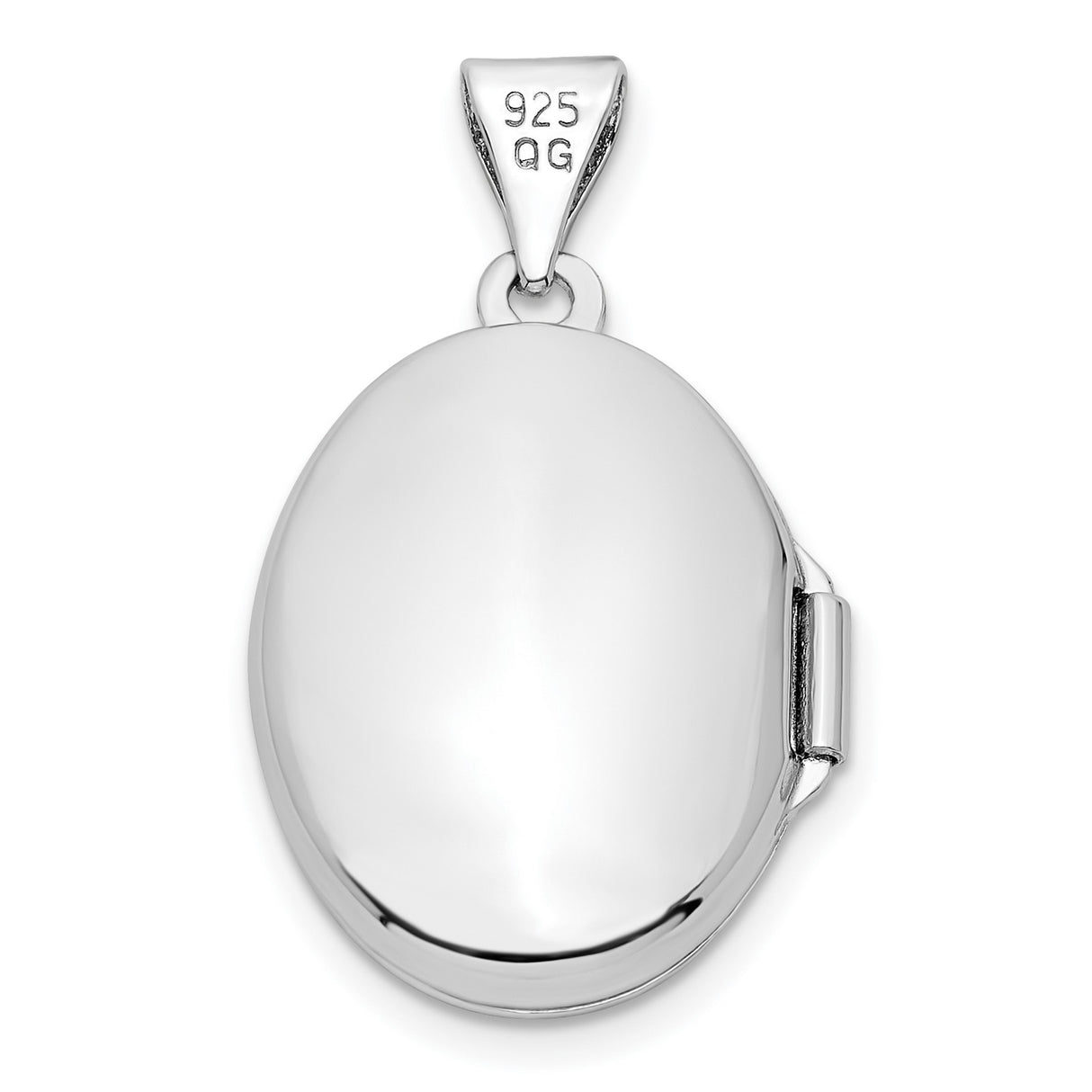Sterling Silver Oval Locket Pendant with Diamond Starburst Design