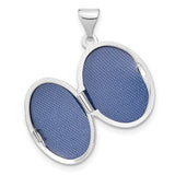 Sterling Silver Oval Locket Pendant with Diamond Starburst Design