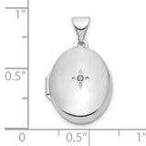 Sterling Silver Oval Locket Pendant with Diamond Starburst Design