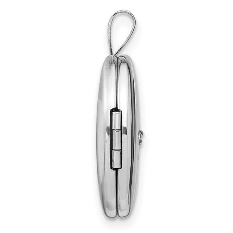 Sterling Silver Oval Locket Pendant with Star Engraving and Diamond Accent
