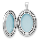 Sterling Silver Oval Locket Pendant with Star Engraving and Diamond Accent