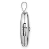 Sterling Silver Oval Locket Pendant with Diamond Center, Compass Rose North Star Design