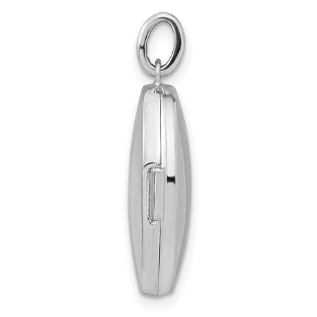 Sterling Silver Oval Locket Pendant with Diamond, Star Accents and Celestial Design for Women