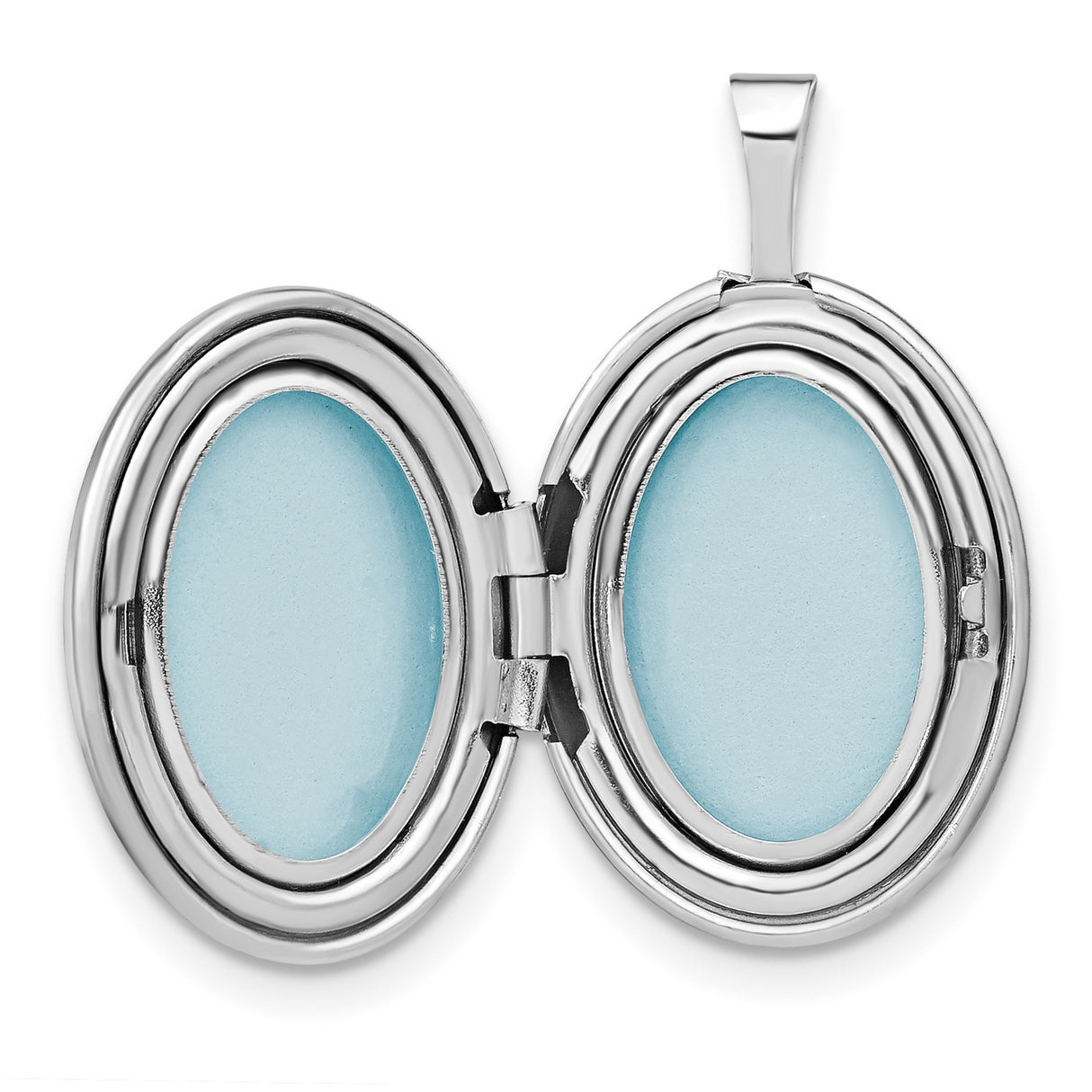 Sterling Silver Oval Communion Locket Pendant with Chalice, Cross, and Eight-Point Star