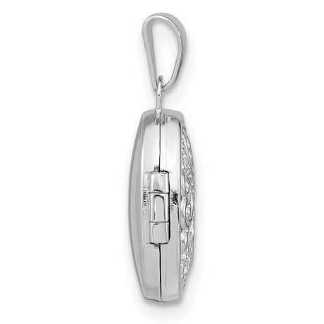 Sterling Silver Oval Locket Pendant with Filigree Scroll Design, Vintage-Inspired Keepsake Jewelry
