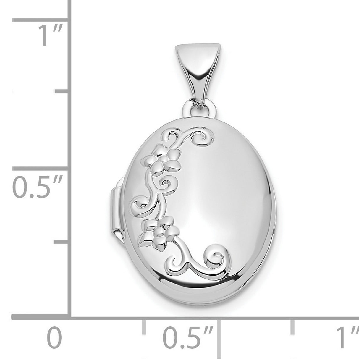 Sterling Silver Oval Locket Pendant with Floral and Scrollwork Design for Women
