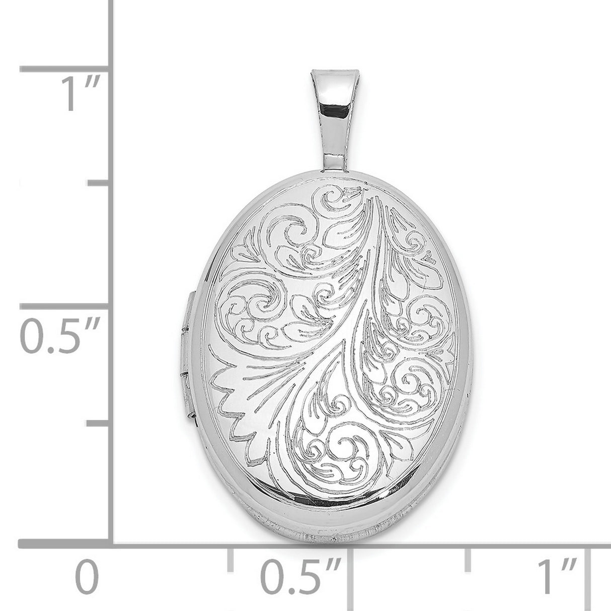 Polished Scroll Design 19x15mm Oval Locket Charm Pendant in Real 925 Sterling Silver