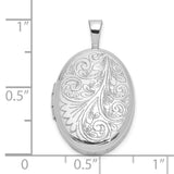 Polished Scroll Design 19x15mm Oval Locket Charm Pendant in Real 925 Sterling Silver