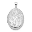 Polished Scroll Design 19x15mm Oval Locket Charm Pendant in Real 925 Sterling Silver